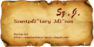 Szentpétery János névjegykártya
