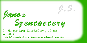 janos szentpetery business card